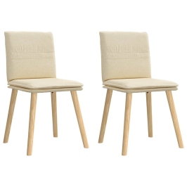 Virtuves Krēsli, 2 Gab., Krēmkrāsas Audums Vidaxl