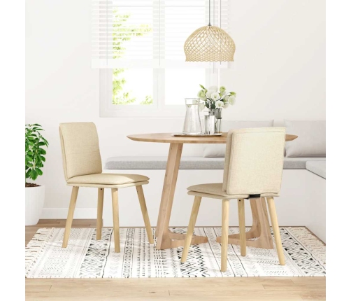 Virtuves Krēsli, 2 Gab., Krēmkrāsas Audums Vidaxl