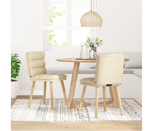 Virtuves Krēsli, 2 Gab., Krēmkrāsas Audums Vidaxl