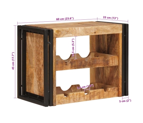 Vīna Plaukts Brūna 100 X 45 X 33 Cm Ciets Raupjais Mango Koks Vidaxl