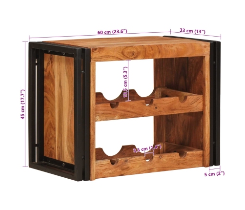 Vīna Plaukts Brūna 100 X 45 X 33 Cm Cietā Akācijas Koks Vidaxl