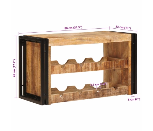 Vīna Plaukts Brūna 100 X 45 X 33 Cm Ciets Raupjais Mango Koks Vidaxl