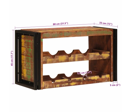 Vīna Plaukts Brūna 100 X 45 X 33 Cm Ciets Atjaunots Koks Vidaxl