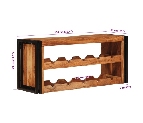 Vīna Plaukts Brūna 100 X 45 X 33 Cm Cietā Akācijas Koks Vidaxl