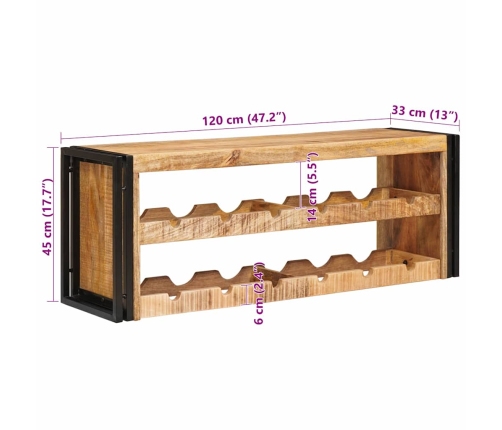 Vīna Plaukts Brūna 100 X 45 X 33 Cm Ciets Raupjais Mango Koks Vidaxl
