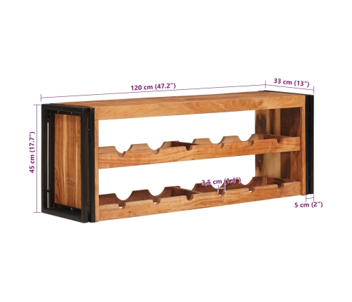 Vīna Plaukts Brūna 100 X 45 X 33 Cm Cietā Akācijas Koks Vidaxl