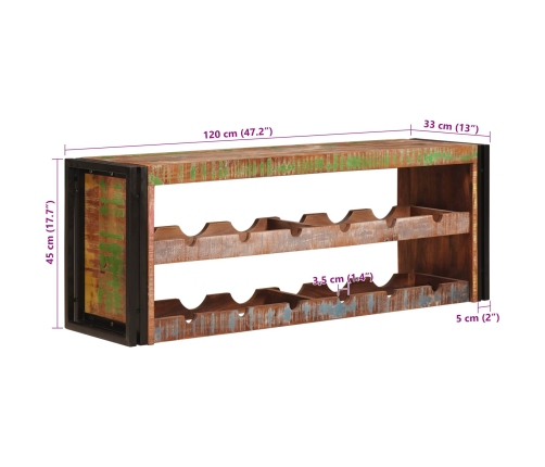 Vīna Plaukts Brūna 100 X 45 X 33 Cm Ciets Atjaunots Koks Vidaxl