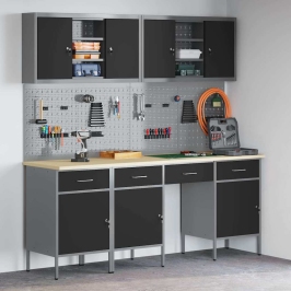 10 Daļu Darba Galda Komplekts Melnā Tērauda Vidaxl 10 Daļu Darba Galda Komplekts Melnā Tērauda Vidaxl