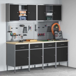 10 Gabalu Darba Skapja Un Pegas Dēļu Komplekts Melnā Mdf Un Metālā Vidaxl