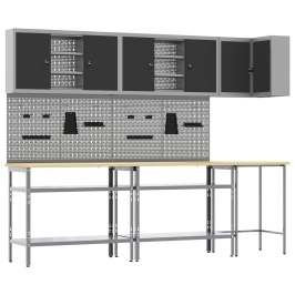 10 Daļu Rīku Uzglabāšanas Galda Komplekts Melns Inženierijas Koks Un Metāls Vidaxl