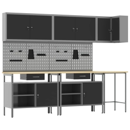 10 Daļu Instrumentu Glabāšanas Galda Komplekts Melnā Krāsā, No Inženierijas Koka Un Metāla Vidaxl