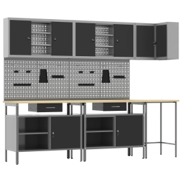 10 Daļu Rīku Glabāšanas Galda Komplekts Melnā Inženierijas Kokā Un Metalā Vidaxl