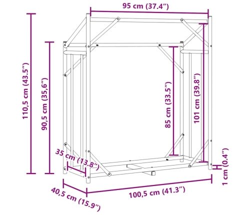 Vidaxl Malkas Plaukts Ar Lietus Pārsegu, 100,5X40,5X110,5 Cm