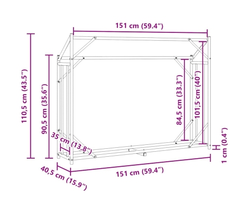 Vidaxl Malkas Plaukts Ar Lietus Pārsegu, 151X40,5X110,5 Cm
