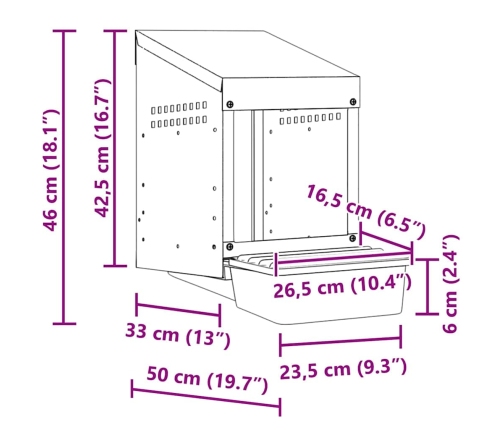 Vistu Ligzdas Kaste, 1 Nodalījums, Pie Sienas Stiprināma, Cinkots Tērauds Vidaxl