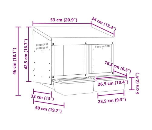 Vistu Ligzdas Kaste, 2 Nodalījumi, Pie Sienas Stiprināma, Cinkots Tērauds Vidaxl