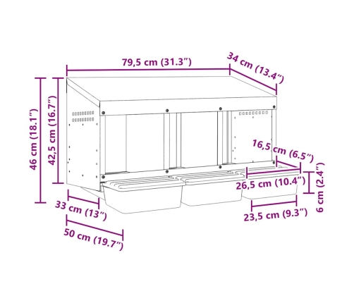 Vistu Ligzdas Kaste, 3 Nodalījumi, Pie Sienas Stiprināma, Cinkots Tērauds Vidaxl