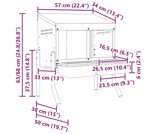 Vistu Ligzdas Kaste, 2 Nodalījumi, Ar Kājām, Cinkots Tērauds Vidaxl
