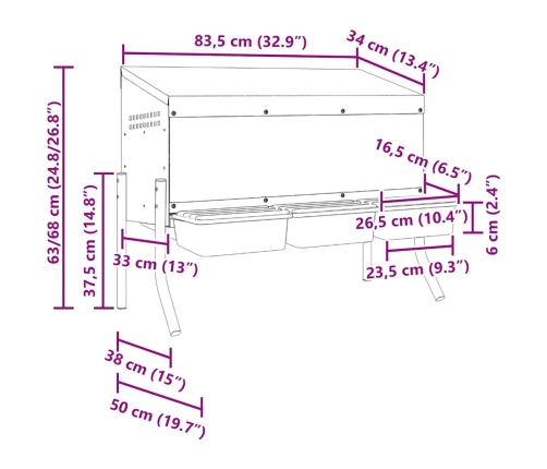 Vistu Ligzdas Kaste, 3 Nodalījumi, Ar Kājām, Cinkots Tērauds Vidaxl