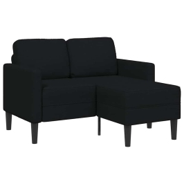 2-Vietīgs Dīvāns Ar Krēslu L-Veida Melns 125 Cm Audums Vidaxl