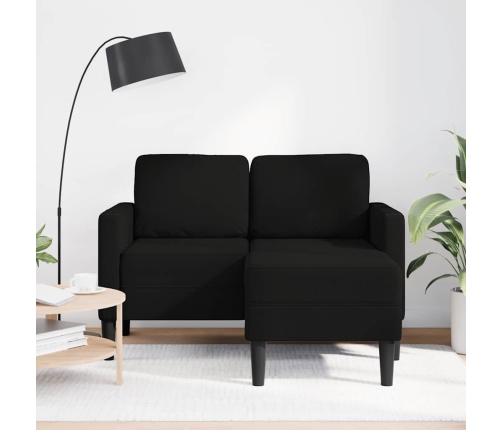 2-Vietīgs Dīvāns Ar Krēslu L-Veida Melns 125 Cm Audums Vidaxl