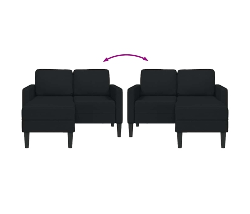 2-Vietīgs Dīvāns Ar Krēslu L-Veida Melns 125 Cm Audums Vidaxl
