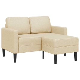 2-Vietīgs Dīvāns Ar Krēslu L-Veida Krēmkrāsas 125 Cm Audums Vidaxl