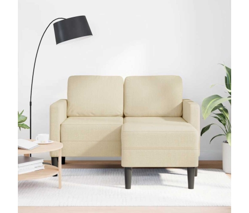 2-Vietīgs Dīvāns Ar Krēslu L-Veida Krēmkrāsas 125 Cm Audums Vidaxl