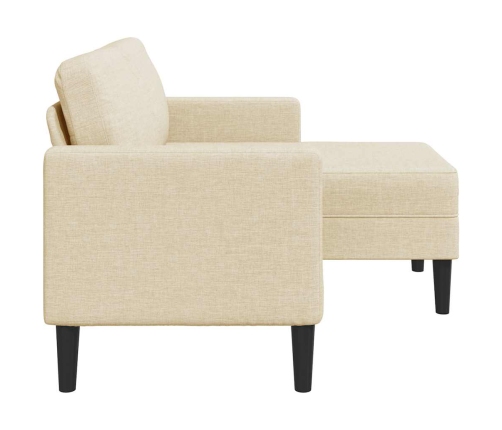 2-Vietīgs Dīvāns Ar Krēslu L-Veida Krēmkrāsas 125 Cm Audums Vidaxl