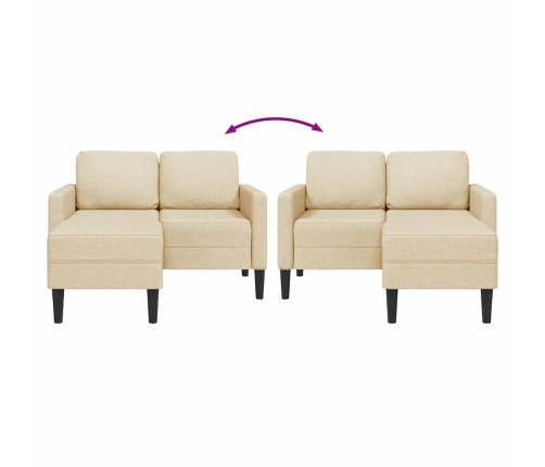 2-Vietīgs Dīvāns Ar Krēslu L-Veida Krēmkrāsas 125 Cm Audums Vidaxl
