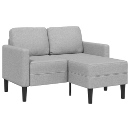 2-Vietīgs Dīvāns Ar Kušeti L-Veida Pilkos Spalvos 125 Cm Audums Vidaxl