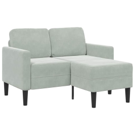2-Vietīgs Dīvāns Ar Krēslu L-Veida Gaiši Pelēks 125 Cm Samts Vidaxl