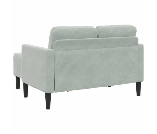 2-Vietīgs Dīvāns Ar Krēslu L-Veida Gaiši Pelēks 125 Cm Samts Vidaxl