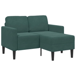 2-Vietīgs Dīvāns Ar Krēslu L-Veida Tumši Zaļš 125 Cm Samts Vidaxl