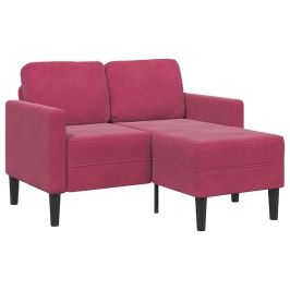 2-Vietīgs Dīvāns Ar Krēslu L-Veida Vīna Sarkans 125 Cm Samts Vidaxl