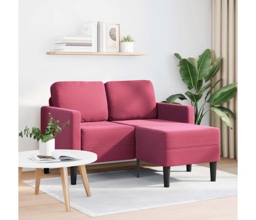 2-Vietīgs Dīvāns Ar Krēslu L-Veida Vīna Sarkans 125 Cm Samts Vidaxl