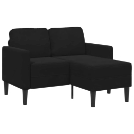 2-Vietīgs Dīvāns Ar Krēslu L-Veida Melns 125 Cm Samts Vidaxl