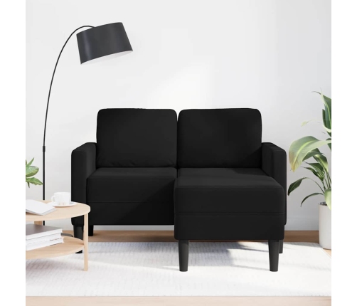2-Vietīgs Dīvāns Ar Krēslu L-Veida Melns 125 Cm Samts Vidaxl
