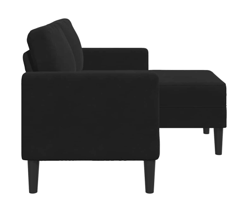 2-Vietīgs Dīvāns Ar Krēslu L-Veida Melns 125 Cm Samts Vidaxl