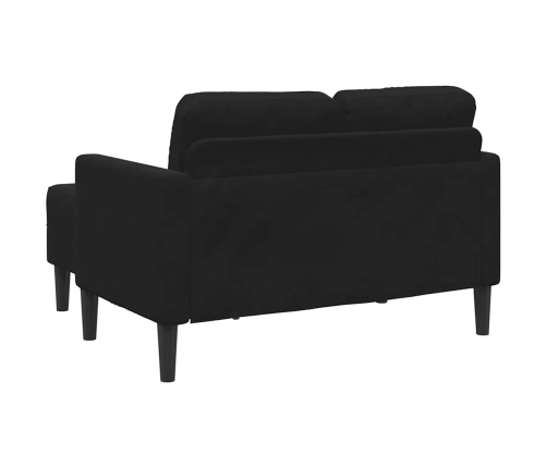 2-Vietīgs Dīvāns Ar Krēslu L-Veida Melns 125 Cm Samts Vidaxl
