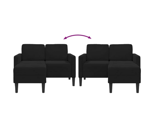 2-Vietīgs Dīvāns Ar Krēslu L-Veida Melns 125 Cm Samts Vidaxl