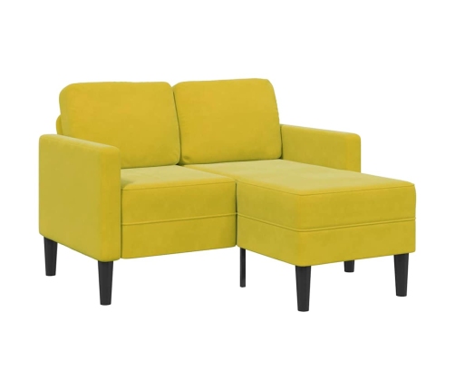 2-Vietīgs Dīvāns Ar Kušeti L-Veida Dzeltens 125 Cm Samts Vidaxl