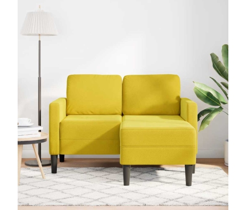 2-Vietīgs Dīvāns Ar Kušeti L-Veida Dzeltens 125 Cm Samts Vidaxl