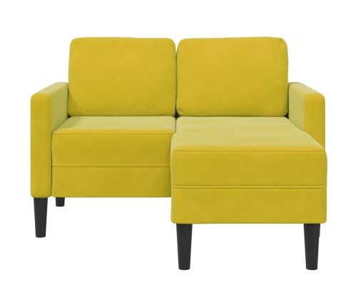 2-Vietīgs Dīvāns Ar Kušeti L-Veida Dzeltens 125 Cm Samts Vidaxl