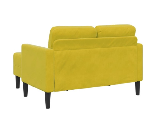 2-Vietīgs Dīvāns Ar Kušeti L-Veida Dzeltens 125 Cm Samts Vidaxl