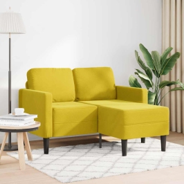 2-Vietīgs Dīvāns Ar Kušeti L-Veida Dzeltens 125 Cm Samts Vidaxl
