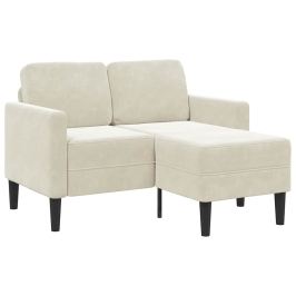2-Vietīgs Dīvāns Ar Krēslu L-Veida Krēms 125 Cm Samts Vidaxl