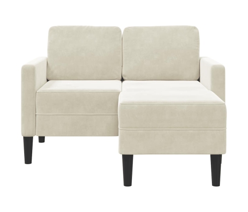 2-Vietīgs Dīvāns Ar Krēslu L-Veida Krēms 125 Cm Samts Vidaxl