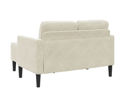 2-Vietīgs Dīvāns Ar Krēslu L-Veida Krēms 125 Cm Samts Vidaxl