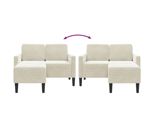 2-Vietīgs Dīvāns Ar Krēslu L-Veida Krēms 125 Cm Samts Vidaxl